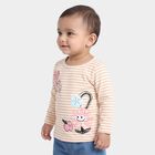 Infants Cream Round Neck Regular T-Shirt, Off White, small