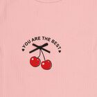 Girls Pink Cotton Round Neck Casual T-Shirt, हल्का गुलाबी, small