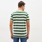 Men's Dark Forest Green Round Neck Striped T-Shirt, Dark Green, small image number null