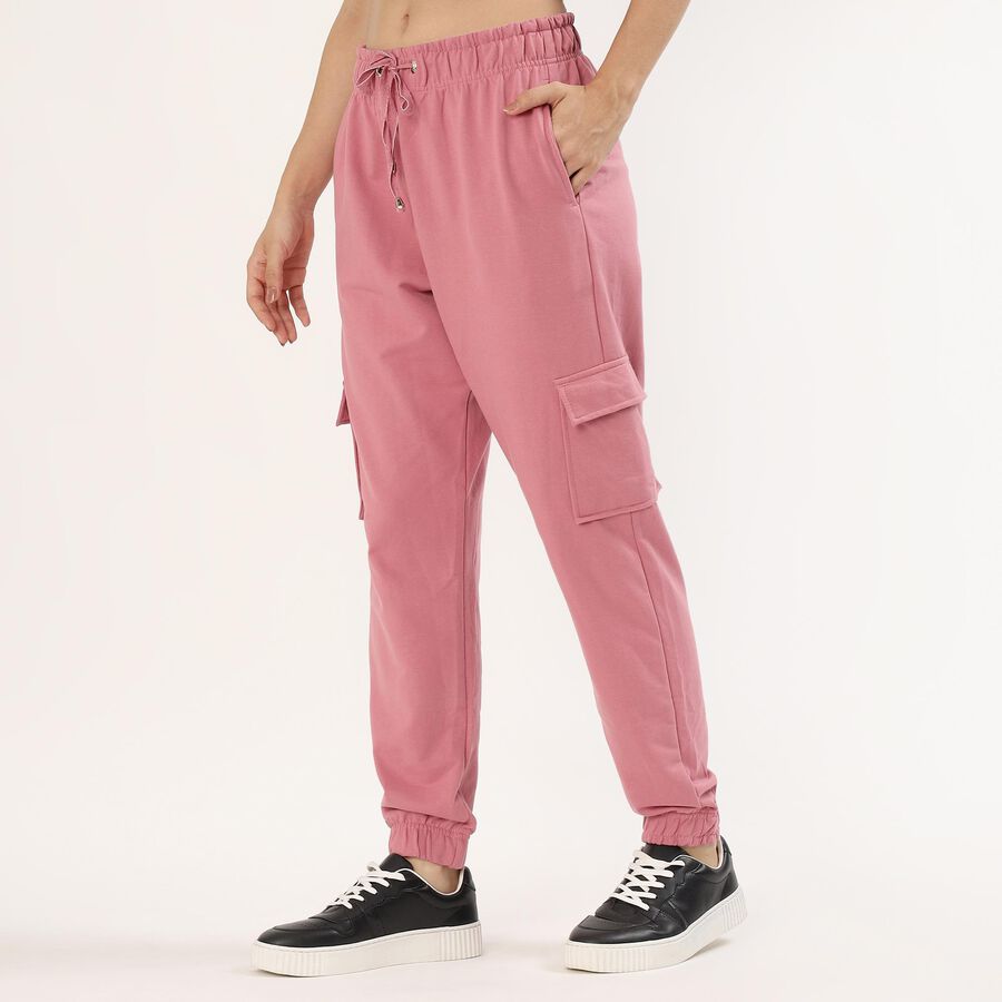 Women's Dusty Rose Cargo Fit Elasticated Track Pants, Pink, large image number null