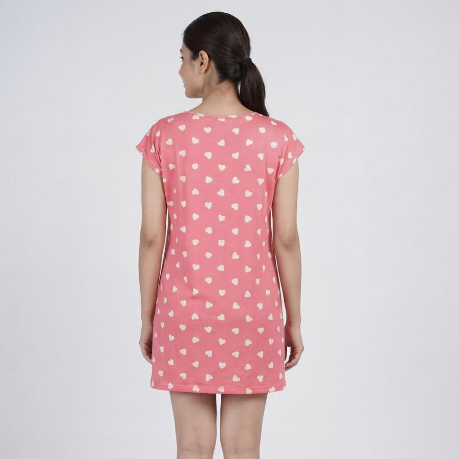 Women's Pink Sleeveless Casual Nighty, Pink, large