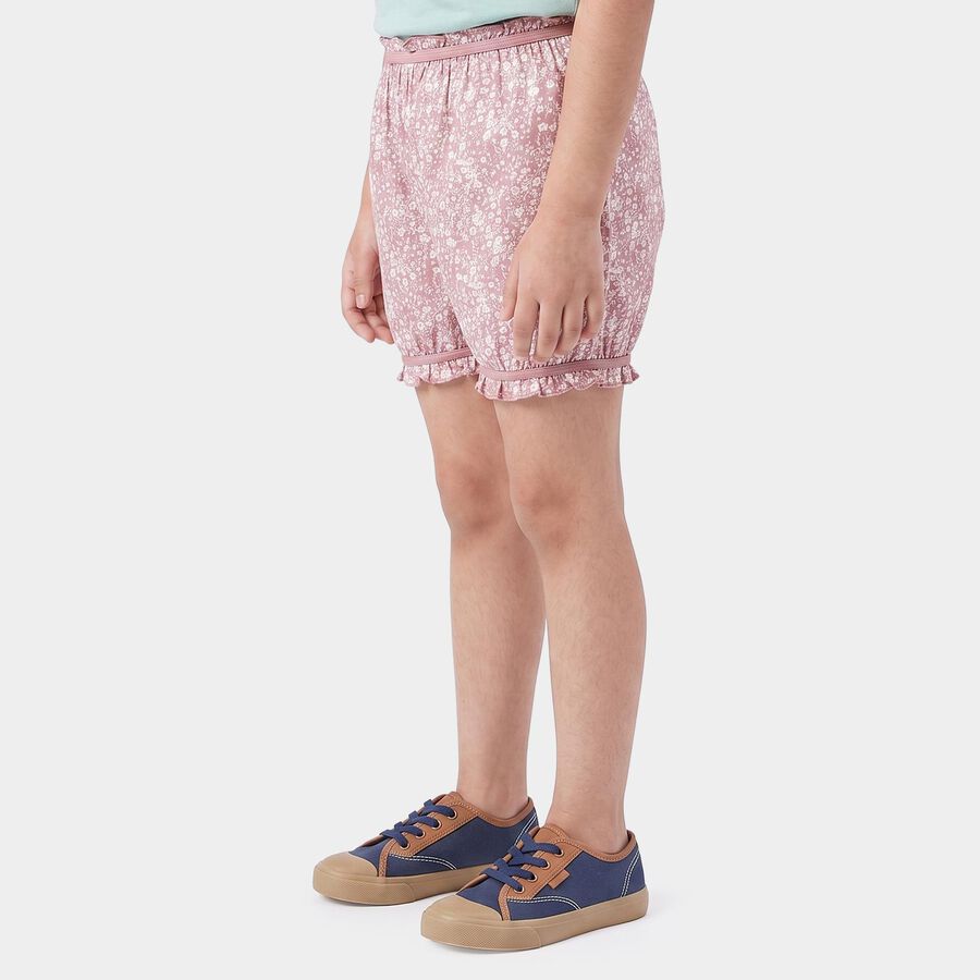 Girls Pink Regular Fit Floral Print Bloomer, Light Pink, large