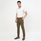 Men's Slim Fit Casual Trousers, Olive, small