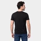 Men's Black Round Neck Regular Graphic Printed T-Shirt, काला, small