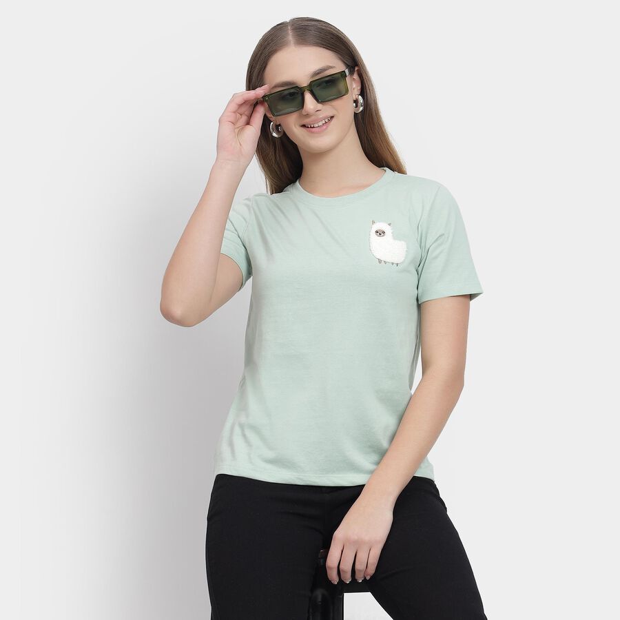 Ladies' Round Neck T-Shirt , हल्का हरा, large image number null