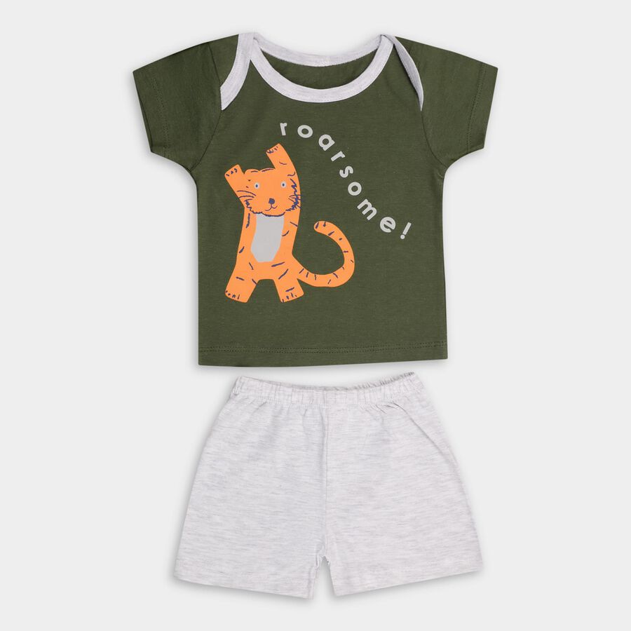 Infant Boys' 100% Cotton Baba Suit, ओलिव, large image number null