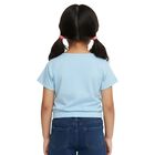 Girls Light Powder Blue Cotton Round Neck Casual T-Shirt, Light Blue, small