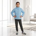 Girls' Light Blue Stand Collar Puffer Jacket, हल्का नीला, small