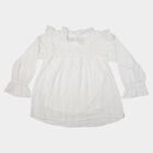 Girls White Round Neck Regular Top, सफ़ेद, small