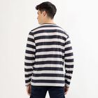 Men's Navy and White Crew Neck Casual T-Shirt, मध्यम नीला, small image number null