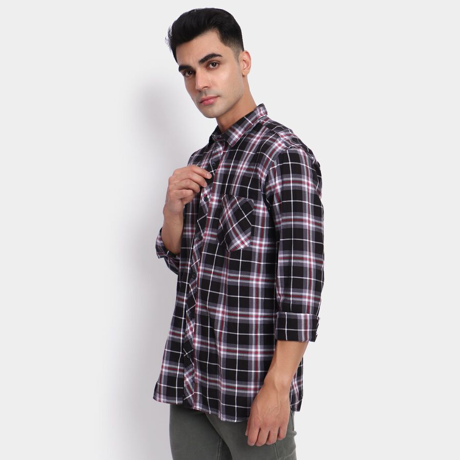 Men's 100% Cotton Casual Shirt, Black, large image number null