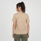 Women Beige Round Neck Regular T-Shirt, Beige, small