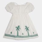 Girls' 100% Cotton Dress, Off White, small image number null
