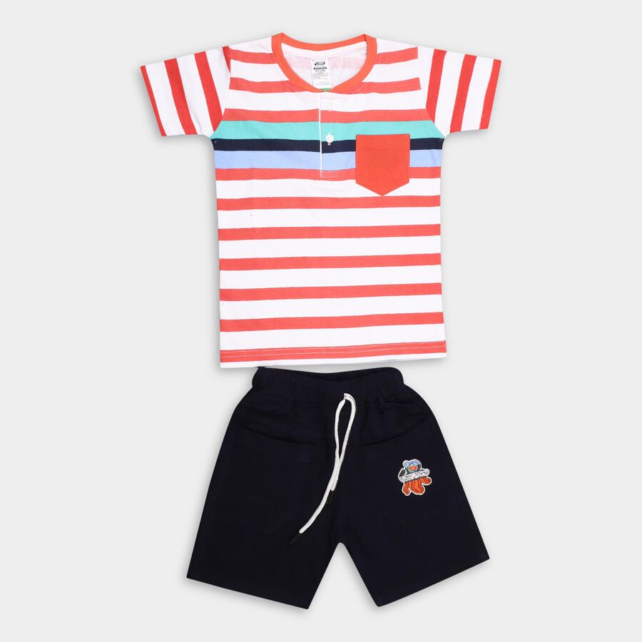 Boys' 100% Cotton Knit Baba Suit , Orange, large image number null