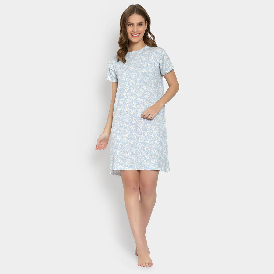 All Over Print Knee Length Women, हल्का नीला, large image number null
