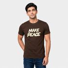 Men's Brown Round Neck Regular T-Shirt, Brown, small