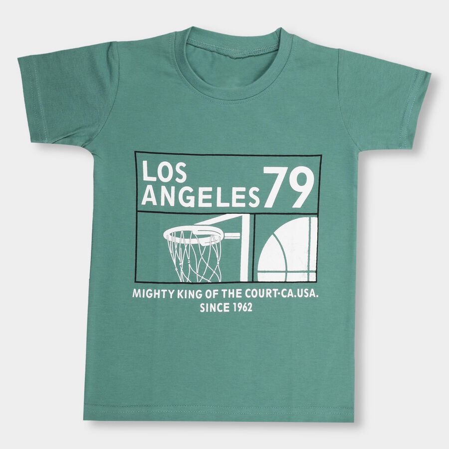 Boys' Half Sleeves T-Shirt , गहरा हरा, large image number null
