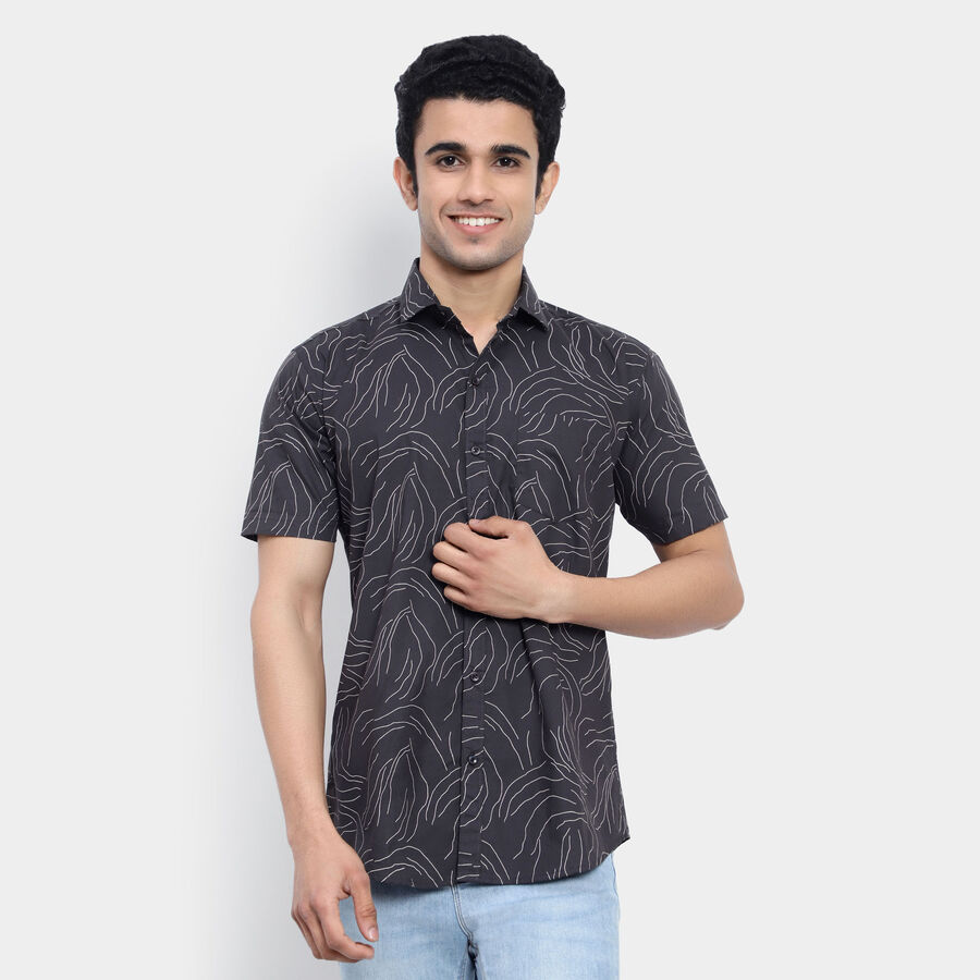 Cotton Printed Casual Shirt, Black, large image number null