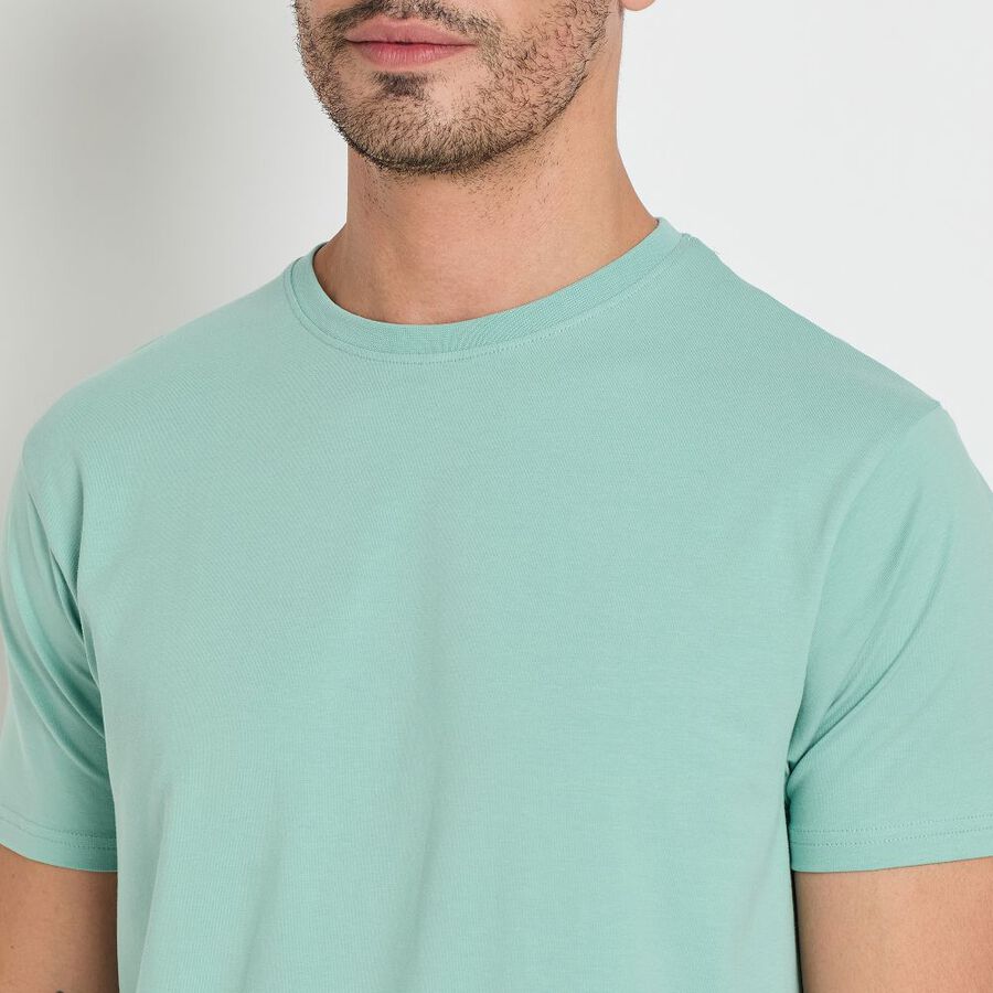 Men's Round Neck Half Sleeves T-Shirt, Aqua, large image number null