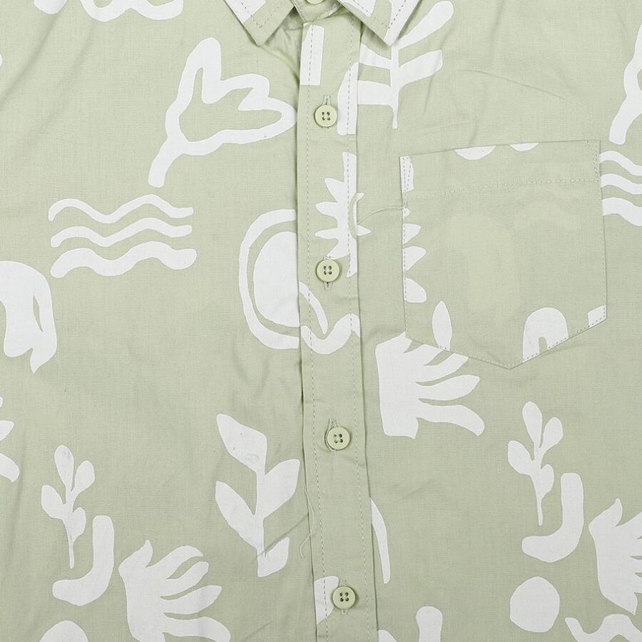Boys Mint Green Cotton Regular Fit Casual Shirt, Light Green, large