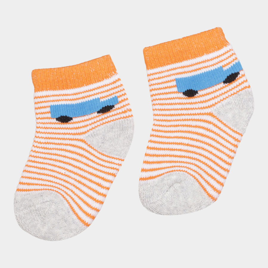 Infants Stripes Cotton Socks, Melange Light Grey, large image number null