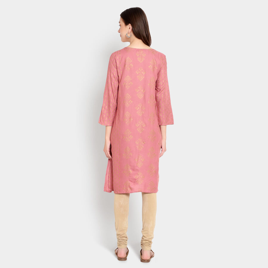 Printed 3/4Th Sleeves Kurta, Purple, large image number null