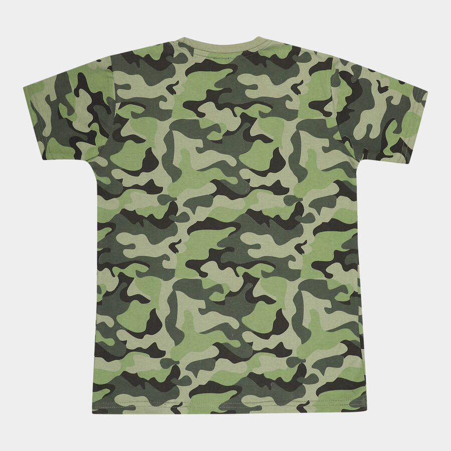 Boys All Over Print T-Shirt, गहरा हरा, large image number null