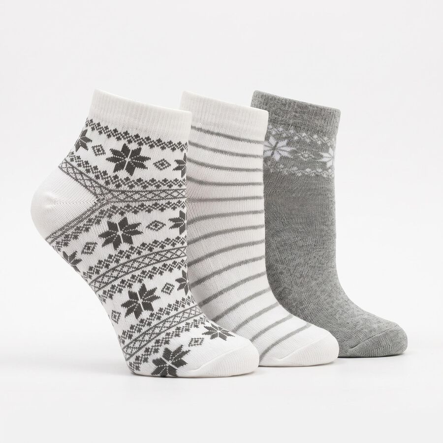 Women's Assorted Regular Fit Patterned Ankle Pack of 3 Socks, Assorted, large