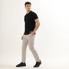 Men's Cross Pocket Slim Fit Casual Trousers, Light Grey, small image number null