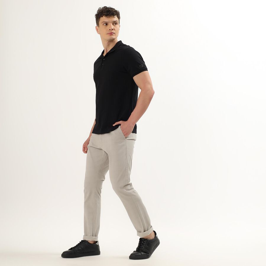 Men's Cross Pocket Slim Fit Casual Trousers, Light Grey, large image number null