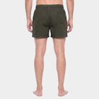 Men's Olive Green Relaxed Fit Checked Boxers, ओलिव, small