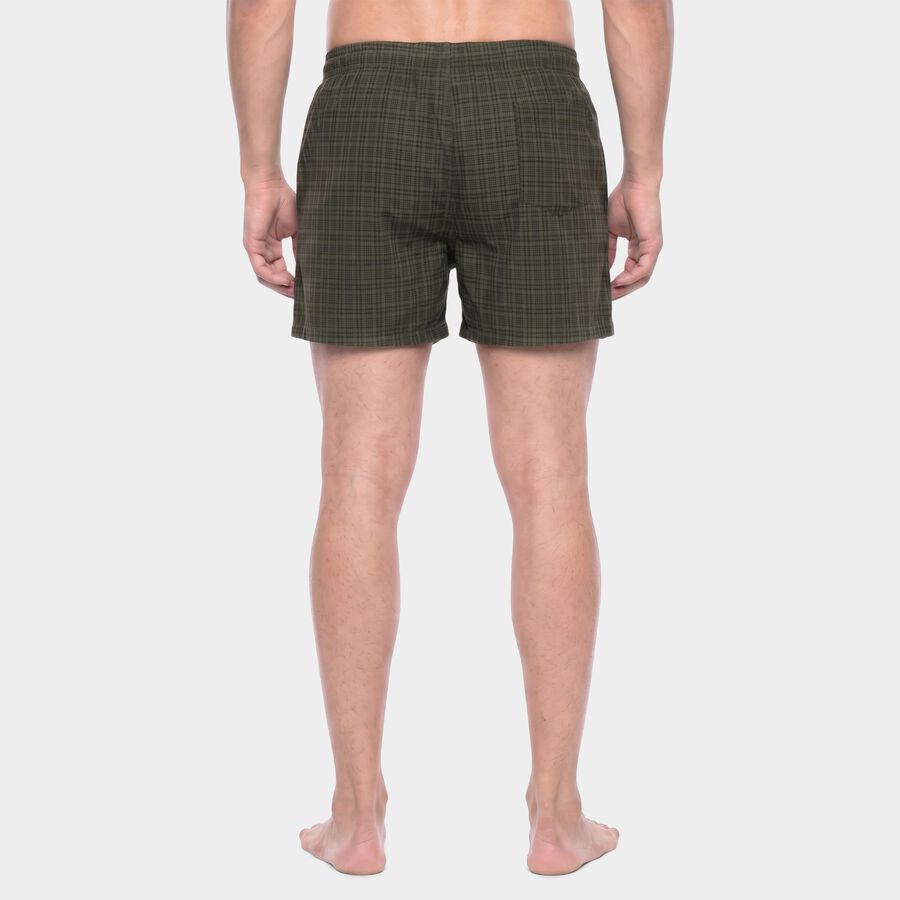 Men's Olive Green Relaxed Fit Checked Boxers, ओलिव, large