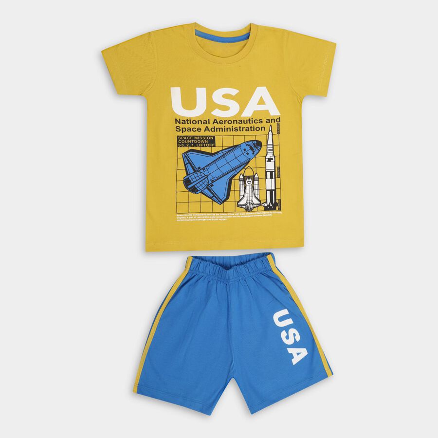 Boys' 100% Cotton Knit Baba Suit , Mustard, large image number null