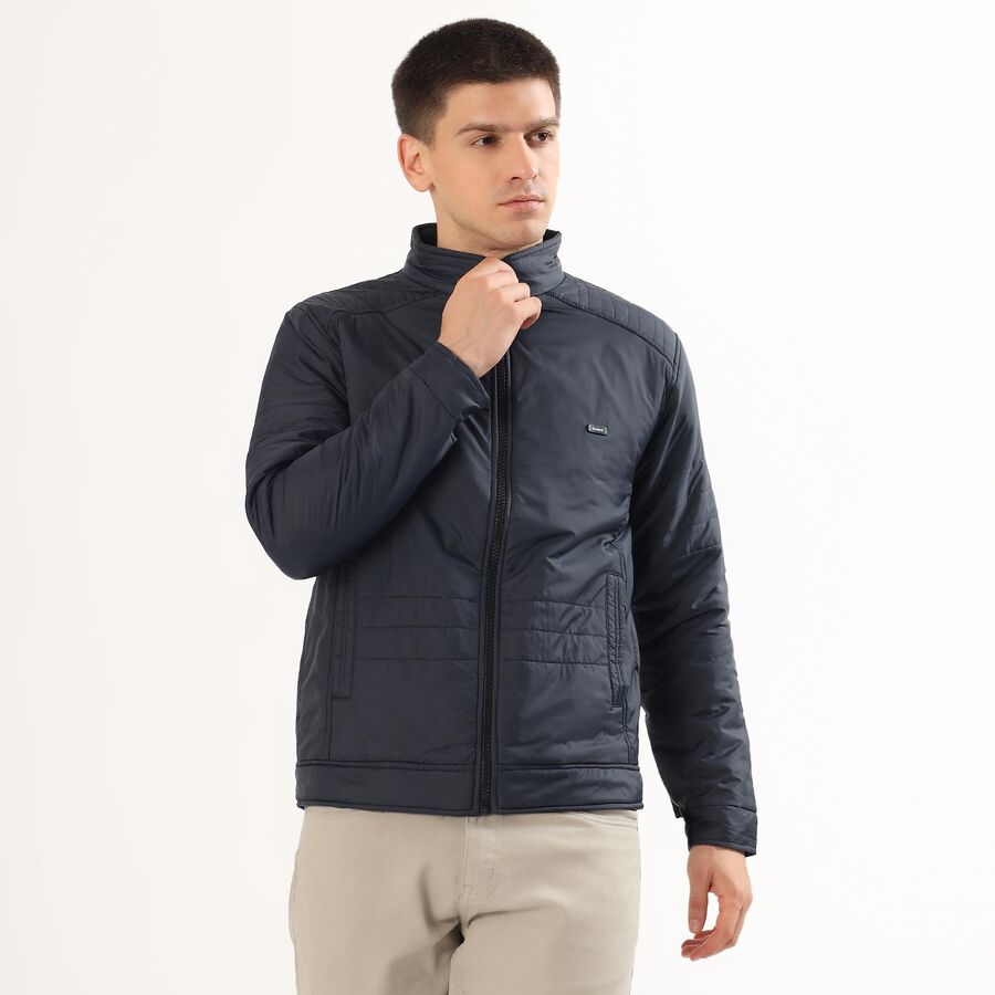 Men's Deep Midnight Navy High Neck Casual Jacket, Navy Blue, large image number null