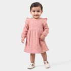 Infants' Pink Heart Printed Fit and Flare Frock, Light Pink, small