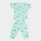 Infants Cotton Printed Night Suit, Light Green, small image number null