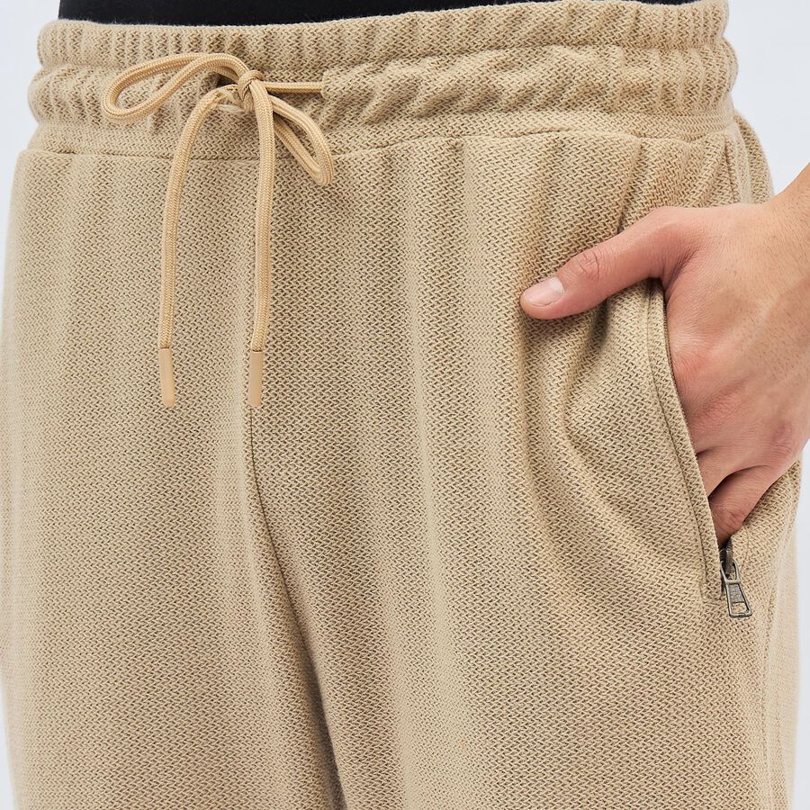 Men's Muted Beige Slim Fit Textured Jogger, गहरा पीला, large image number null