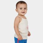 Infants Beige Cream Cotton Round Neck Casual Vest, Beige, small