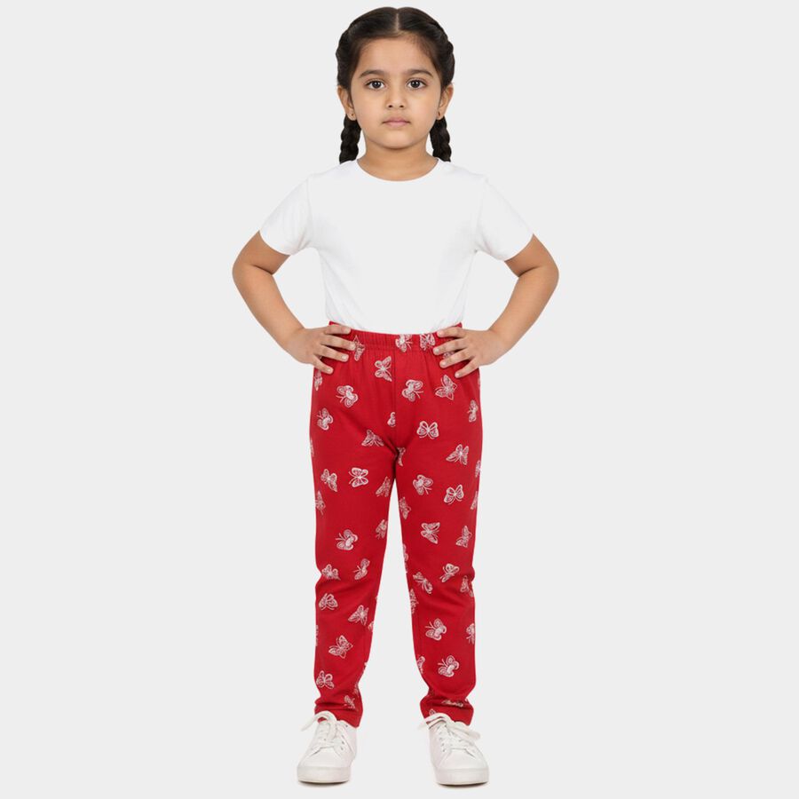 Girls' Fuchsia Regular Fit Butterfly Printed Cotton Blend Pyjama, Fuchsia, large