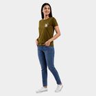 Ladies' Round Neck T-Shirt, ओलिव, small