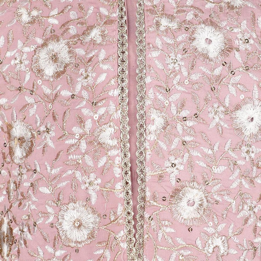 Girls' Soft Pink Embroidered Top and Skirt Fusion Set with Dupatta, Light Pink, large image number null