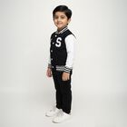 Boys' Navy Varsity Collar Embroidered Baba Suit, Navy Blue, small image number null