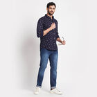 Cotton Printed Casual Shirt, Navy Blue, small image number null