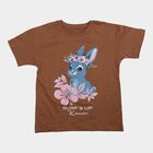 Girls Brown Cotton Casual T-Shirt, भूरा, small