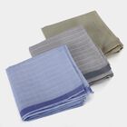 Men's Assorted Graph Checked Pack of 3 Handkerchief, गहरा ग्रे, small