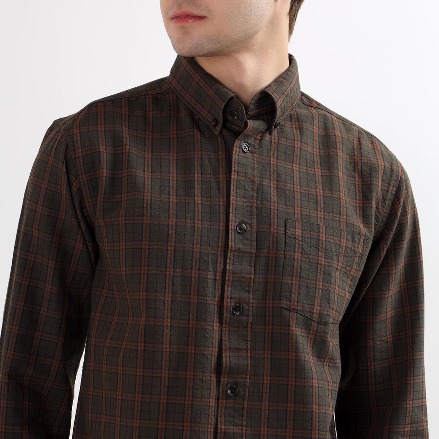 Men's 100% Cotton Casual Shirt, Olive, large image number null