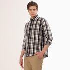 Men's Black and White Cotton Full Sleeve Spread Collar Casual Shirt, ऑफ व्हाइट, small image number null