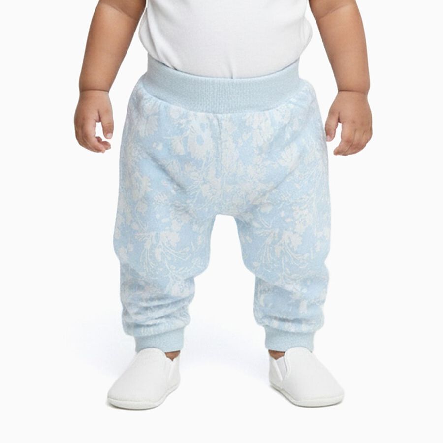 Infants Light Blue Floral Printed Cotton Pyjama, हल्का नीला, large image number null