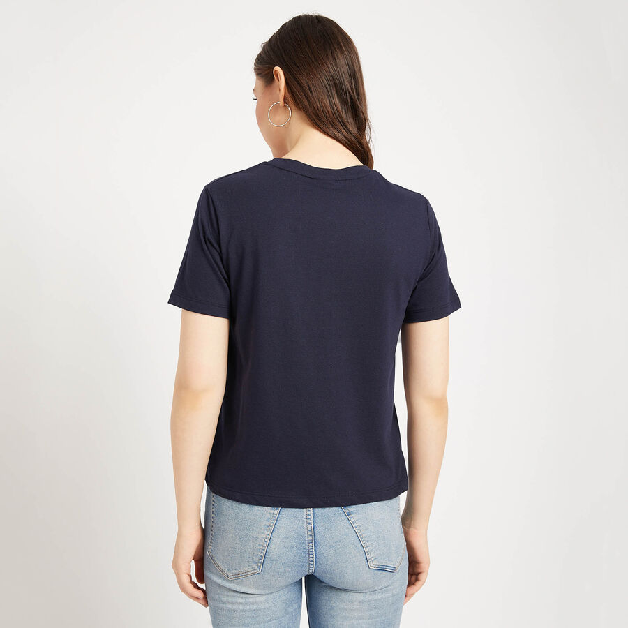 Embellished Round Neck T-Shirt, नेवी ब्लू, large image number null