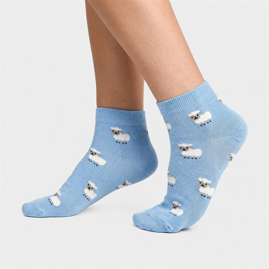 Women's Assorted Regular Fit Printed Pack of 3 Socks, चुनिंदा, large